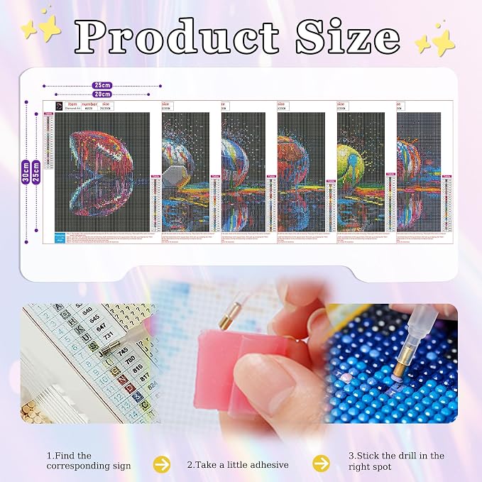 Amaieuin 6 Pack Ball Sports Diamond Art Kits for Adults Beginners 10x12inch