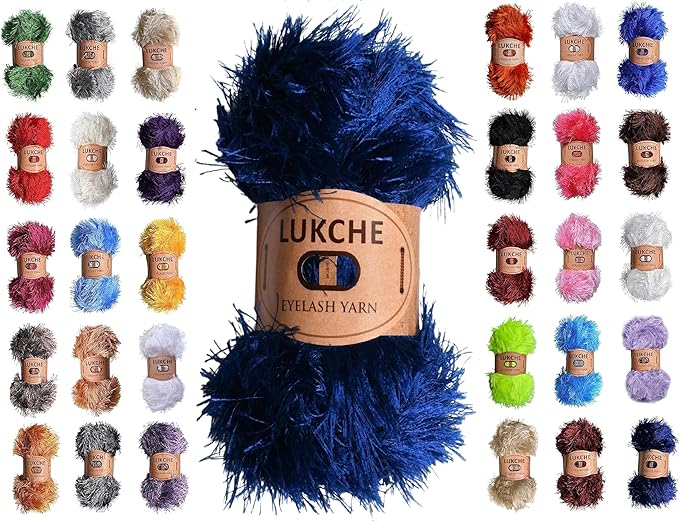 Eyelash Fun Fur Yarn Premium 100% Polyester 164 Yds (150 Mt), 3.53 Oz (100 Gr) Colorful Crochet Yarn Dıy Hand Knitting (Navy Blue)