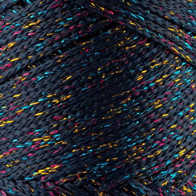 2 Pack of Sensy Premium 2mm 251 Yards Sparkle Polyester Rope 90% Polypropylene 10% Polyester Cord Macrame Cord 2mm Crochet Bag Cord Macrame Rope Crochet Thread for Knitter (Navy Blue Multi Sparkle)