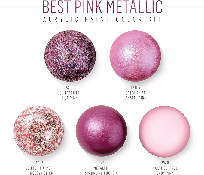 FolkArt Best of Pinks Acrylic Craft Paint Set Featuring 5 Premium Pink Paint Formulas, 96424