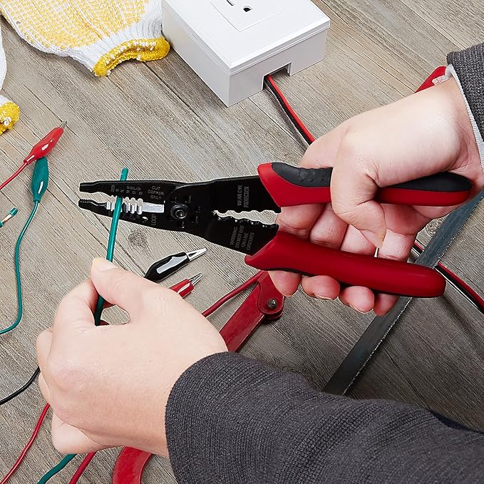 WGGE WG-015 Professional Wire Stripper, Wire Cutter and Wire Crimper 8-inch