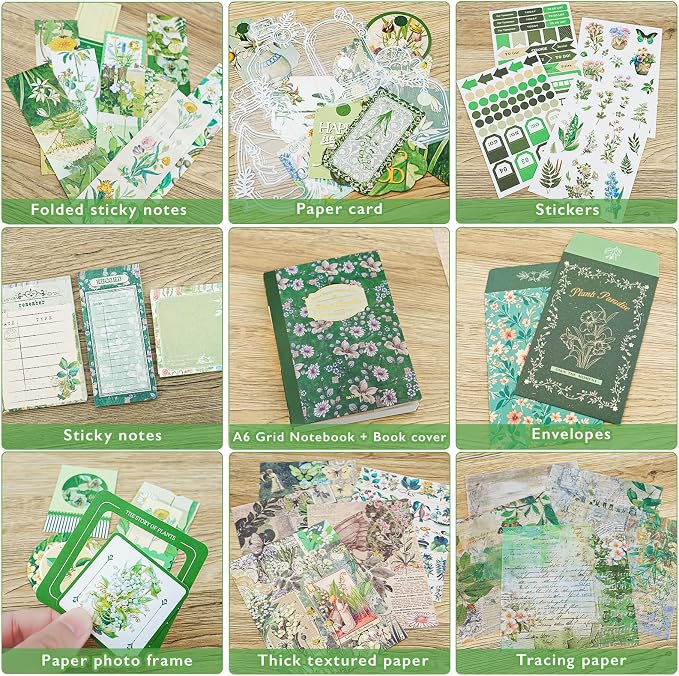 Scrapbooking Supplies Kit, A6 Grid Notebook, Vintage Junk Journaling Kit