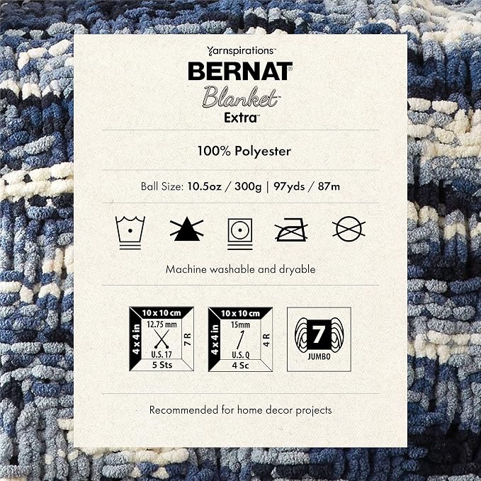 Bernat Blanket Extra, Chunky Yarn for Crocheting, Softened Blue, 2-Pack