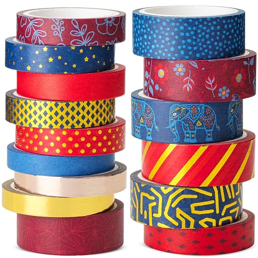 Mr. Pen- Washi Tape Set, 15 Rolls, Assorted Sizes, Metallic Foil | 5 Yards/Roll, Washi Tape for Scrapbook, Arts, Crafts, Journals and Planners, Gilded Grandeur