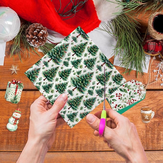 Christmas Pattern Scrapbook Paper, 6 Inch Card Production Supplies, 24 Sheets Single Sided Acid-Free Cardstock Greeting Card, Handmade Gift Journaling Craft Kits (H-style)
