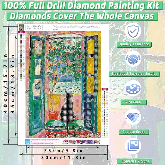 Black Cat Diamond Art Kits for Adults Diamond Painting Kit for Beginner