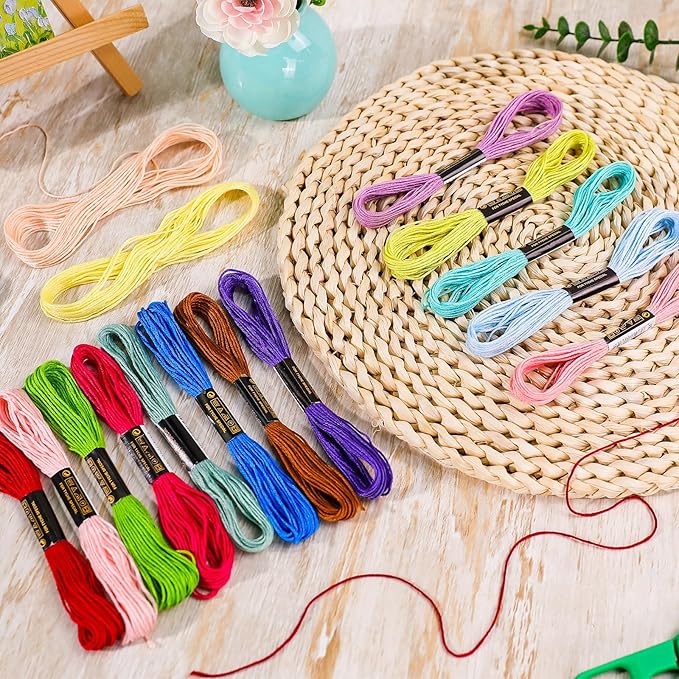 LOVIMAG Embroidery Thread 180pcs Friendship Bracelet String Floss Kit Yarn | Hair Wrap Shirt Lanyard Patterns Crochet Craft Threads Supplies Cross Stitch Sewing Needlepoint Thin Rainbow Beginners