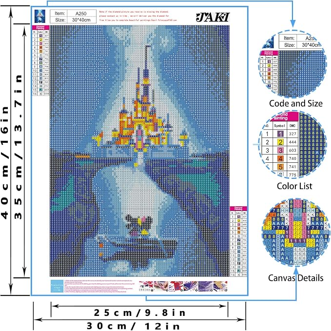JAKI Diamond Painting Kits for Adults,Castle Diamond Art 12x16inch