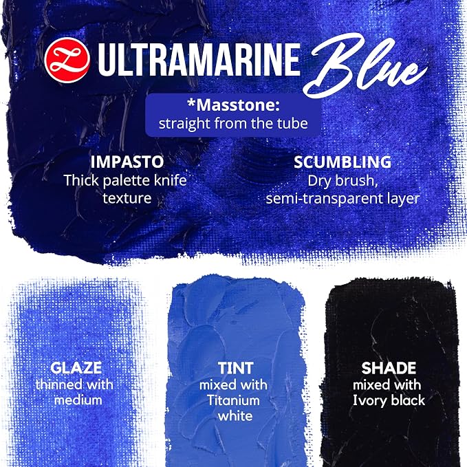 ZenART Professional Oil Paint Set - Artist Grade Ultramarine Blue - 2x50ml | Non-Toxic, Buttery Consistency, Rich Pigment, Lightfast Oil Paints for Primed Surface Canvas, Fine Art, Portraits & Landscape
