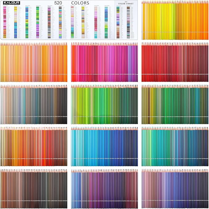 KALOUR 550 Colored Pencils Set with Large capacity Zipper Case,Soft Core with Vibrant Color,Ideal for Coloring Drawing Sketching Crafting, Art Supplies for Adults Artists Beginners