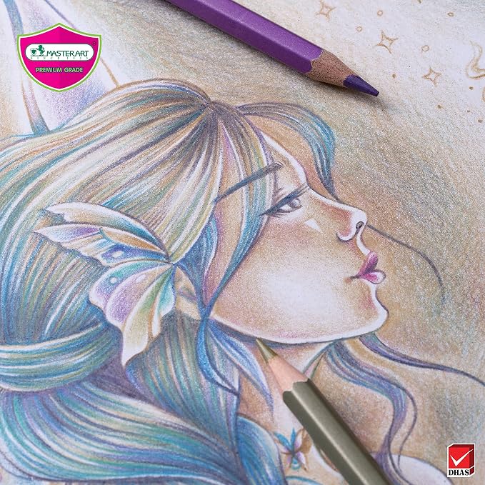 MASTERART Metallic Colored Pencils 12 Colors for Kids and Adults Coloring
