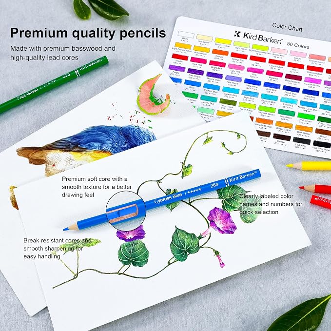 80 Colored Pencils Set, Oil-Based Soft Core for Adult Coloring Books, Professional Color Pencils Art Gifts for Artists, Beginners and Adults