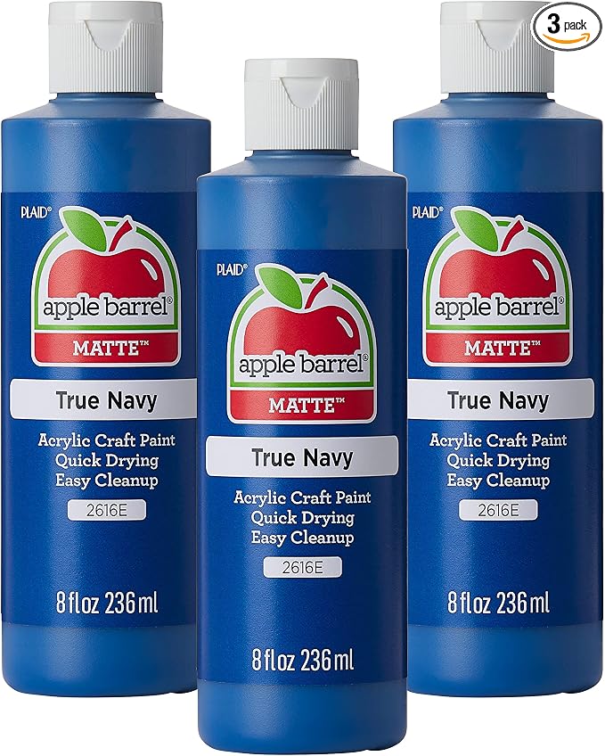 Apple Barrel Acrylic Paint, True Navy (Pack of 3) 8 oz, 2616EA- (Pack of 3)