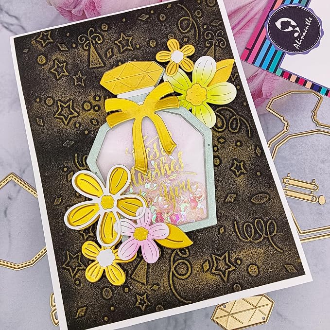 Alinacutle Metal Cutting Die Cut Golden Cut Dies for Gift Packing Paper Craft Handmade Card Making DIY Greeting Cards Scrapbooking and Album Holiday Gifts Decor (Perfume Bottle)