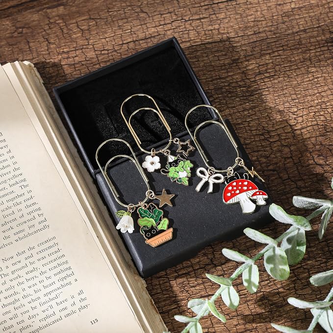 Cute Cat Paperclip Bookmark - 3 PCs Funny Plant Book Mark Gifts