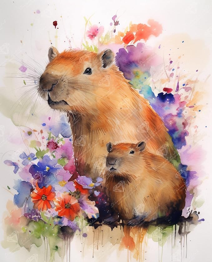 DIAMOND ART CLUB Mama & Mini Capybara Diamond Art Kits for Adults
