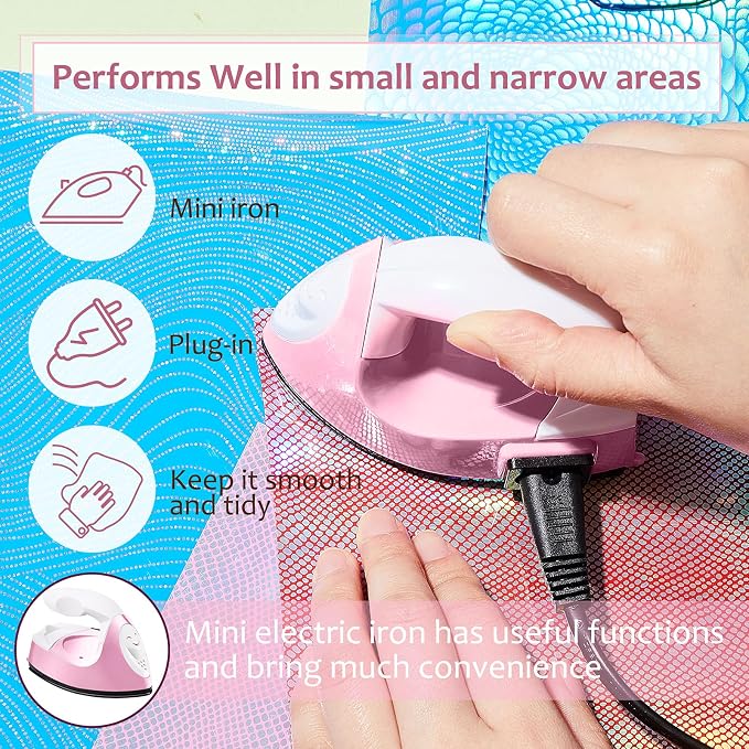 Honoson Mini Craft Iron with Charging Base Tiny,Light Pink
