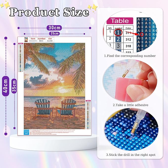 Amaieuin 2 Pack Beach Diamond Art for Adults Beginners 12x16in