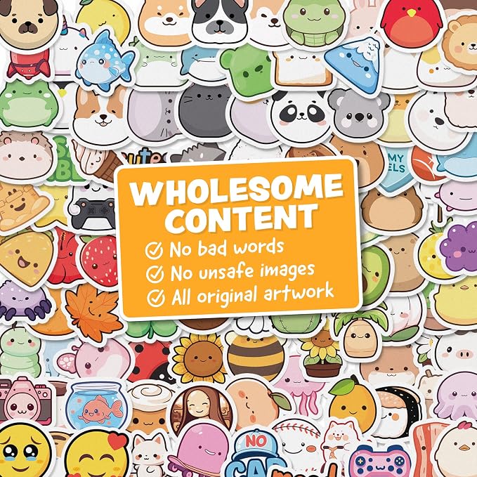 Cute Stickers for Kids Classroom Decor - 108pc Kawaii Water Bottle Stickers for Teens - Waterproof Vinyl Teacher Reward Stickers for Water Bottles - Back to School Supplies - Classroom Must Haves