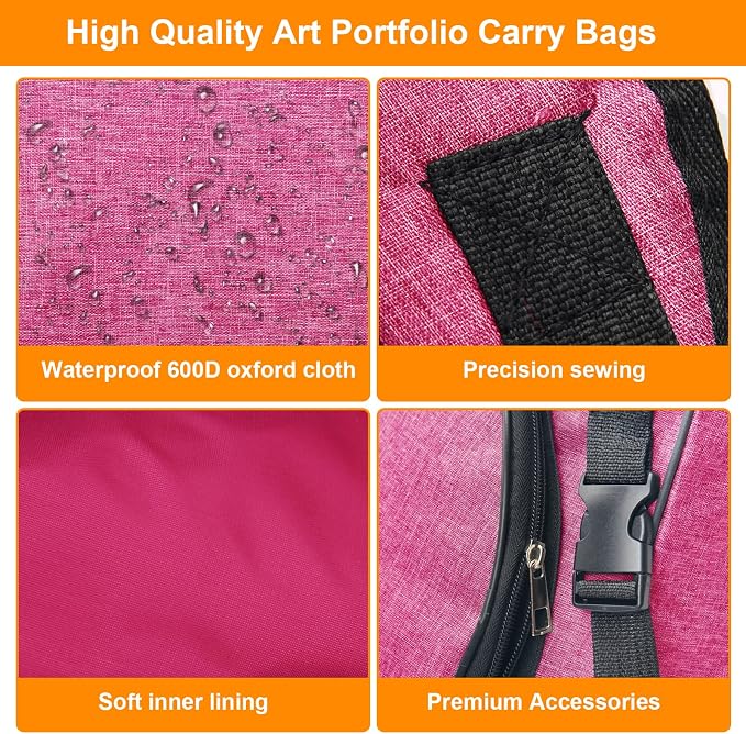 Boyistar Art Portfolio Carry Bag 20" x 26" Red Canvas Artportfolio Backpack