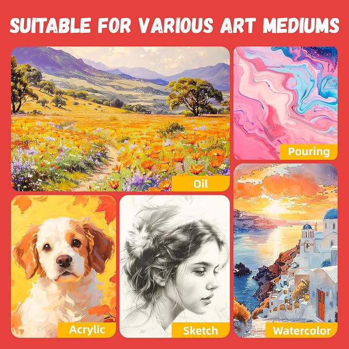 Simetufy 18 x 24 inch 5 Pcs Large Canvas Panels, Flat Painting Boards | Gesso Primed Acid-Free 100% Cotton for Acrylics Oil Watercolor Tempera Paints