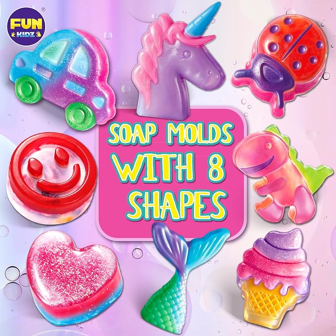 Kid Soap Kit, FunKidz Soap Making Kit for Kids for All Ages DIY Crafts Kits STEM Science Activity Gift for Girls and Boys