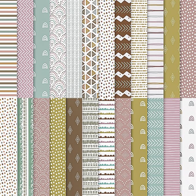 24 Sheets Scrapbook Paper 12x12 IN Double-Sided Bohemian Craft Paper