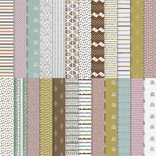 24 Sheets Scrapbook Paper 12x12 IN Double-Sided Bohemian Craft Paper