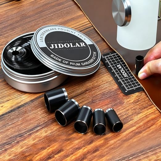 15 Pieces Leather Circle Cutter Tool Set, Hole Punch Tools with 5 6 8 10 11 12 16 20 22 25 30 35 40 45 50mm, High Carbon Steel Round Cutting Dies, Hole Punch Tool Kit for DIY Leather Crafts