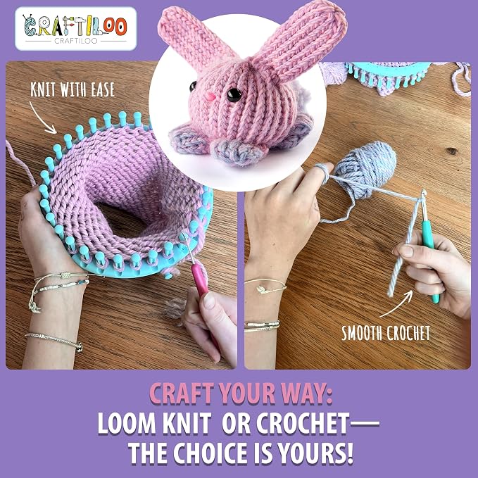 Loom Knitting & Crochet Kit for Kids - Beginner Bunny Knitting Kit