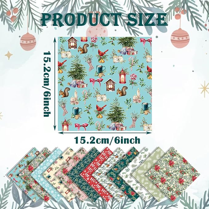 Christmas Pattern Scrapbook Paper, 6 Inch Card Production Supplies, 24 Sheets Single Sided Acid-Free Cardstock Greeting Card, Handmade Gift Journaling Craft Kits (D-style)