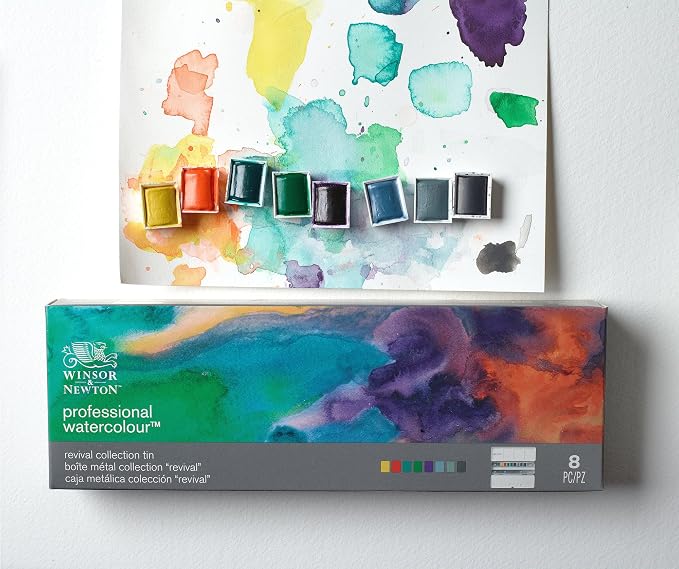 Winsor & Newton Professional Watercolour Paint, Revival, Half Pan Set of 8 | 8 Half Pans, Unrivalled Transparency, Single Pigment Vibrant Colors, Archival Permanence, Heritage Brand, Finest Pigments