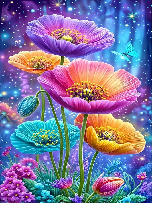 Diamond Art Kits for Adult,Dreamy Flower Diamond Painting Kit,11.8X15.8inch | 5D DIY Colorful Flower Paint by Diamonds,Relaxing Full Round Drill Dot Gem Art Painting Crafts for Home Wall Decor Beginners