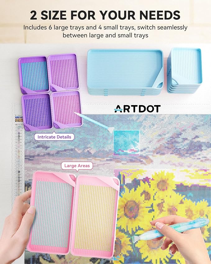 ARTDOT 10-Piece Interlocking Diamond Art Trays Kits for Adults, Stackable Diamond Painting Accessories and Tools