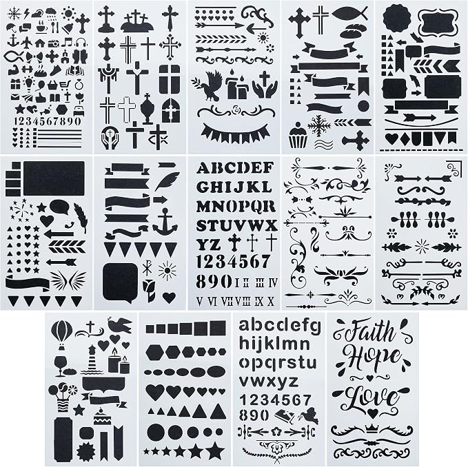 Mr. Pen- Bible Journaling Stencil Set, 4.2 x 7 Inch, 14 Sheets