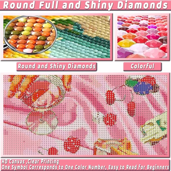 KICHANG Pink Diamond Art Kits for Adults Diamond Painting Kit for Beginner | Cute DIY Modern 5D Round Full Drill Diamond Dots Gem Art Crafts with Tools,Funny Crafts for Home Wall Decor&Gift-12x16in