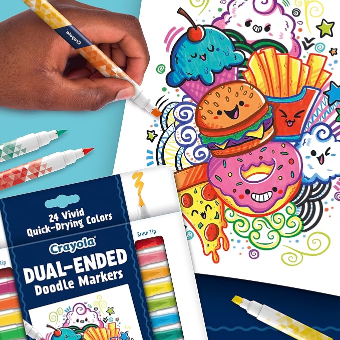 Crayola Dual Chisel Tip & Brush Markers (12ct), Markers for Adults, Art Marker Set, Coloring Supplies, Gifts for Teens & Adults