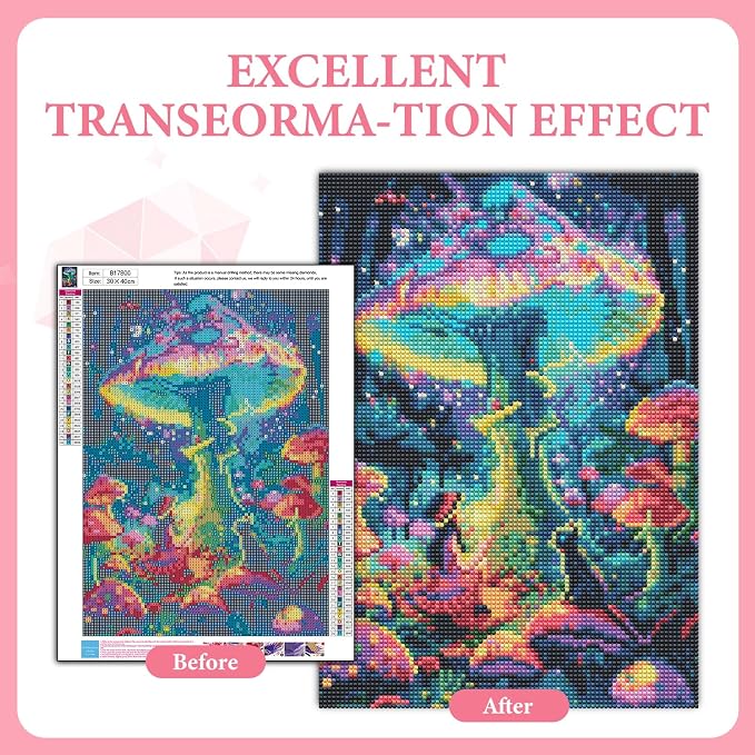 Diamond Art Kits for Adults, 5D Fantasy Mushroom Diamond Painting Kit