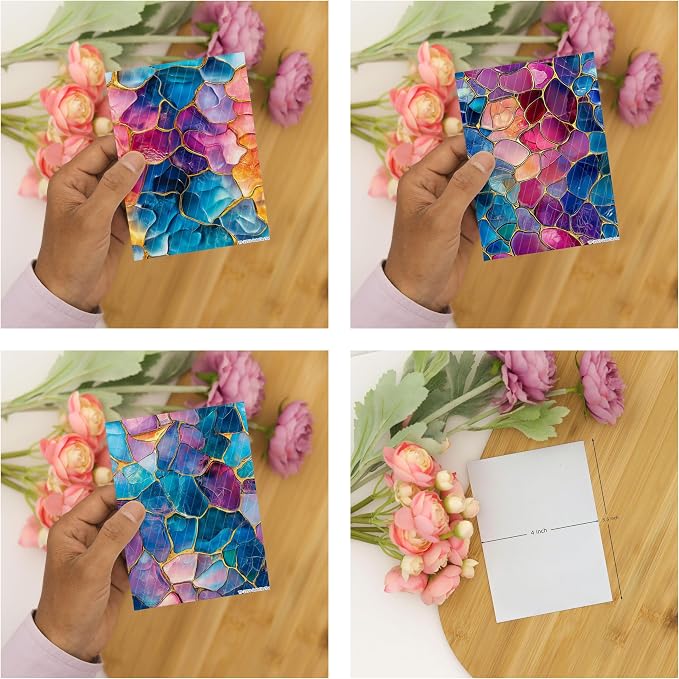 GOTO CLAY TOOLS Colorful Stained Glass Clay Transfer Paper – 6 Pcs, Transfer Paper for Polymer Clay, Stained Glass Pattern Polymer Clay Transfer Sheet for Jewelry Making