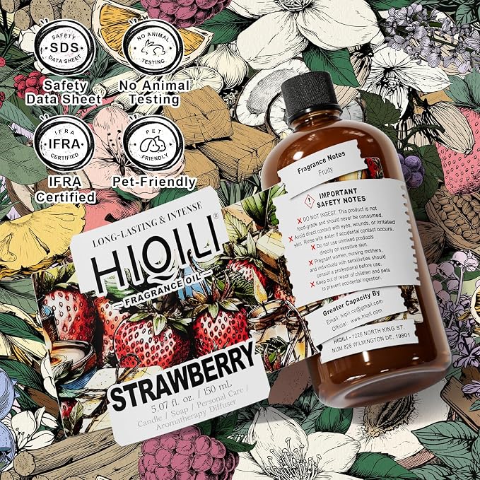 HIQILI Strawberry Fragrance Oil, DIY Fruity Scent Perfume - 5.07 Fl Oz