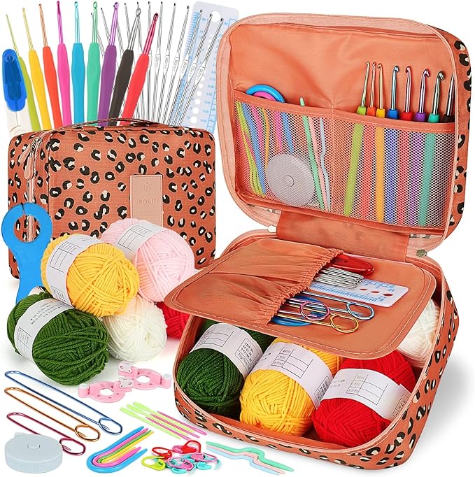 Coopay Crochet Kit for Beginners Adults Kids w/Step-by-Step Instructions | Complete Beginner Crochet Kit with Ergonomic Crochet Hooks Set,Upgrade Yarn and Portable Storage Case-2026 Ideal Gift