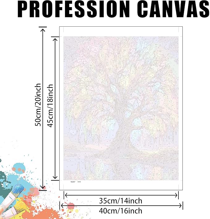 Yunruily Tree of Life Paint by Numbers Adult-Tree of Life Canvas Paint by Numbers for Adults,Painting by Number Canvas for Adults for Gifts and Home Wall Decor(with Gifts Box) 16x20inch