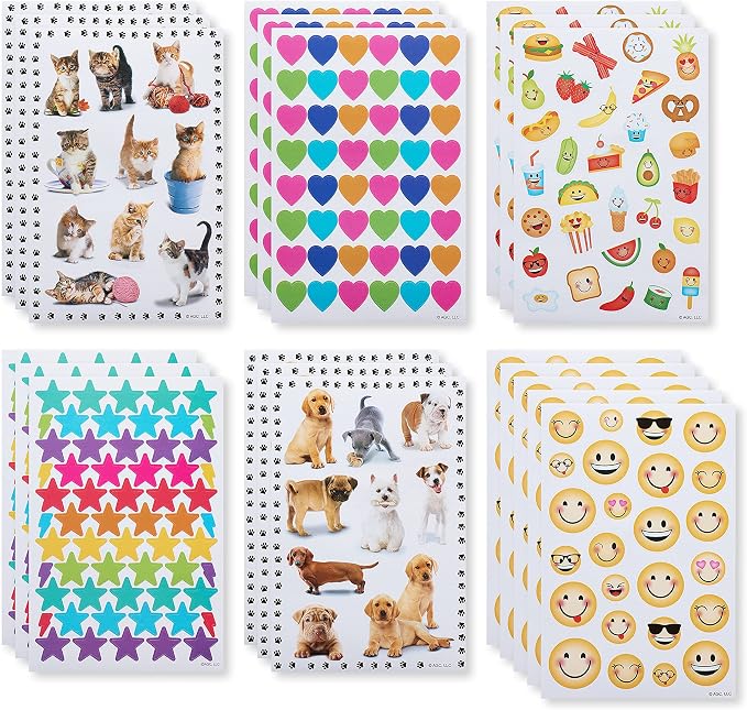 American Greetings Stickers for Kids, Assorted Shapes, Animals and Smiley Faces (599 Stickers)