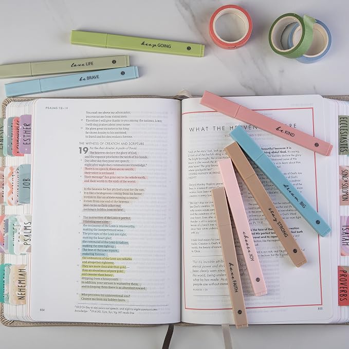 DIVERSEBEE Bible Highlighters with Soft Chisel Tip, 16 Pack Assorted Colors Pens No Bleed, Quick Dry Set, Cute Aesthetic Markers, Bible Study Journaling Supplies and Accessories (Earthy)