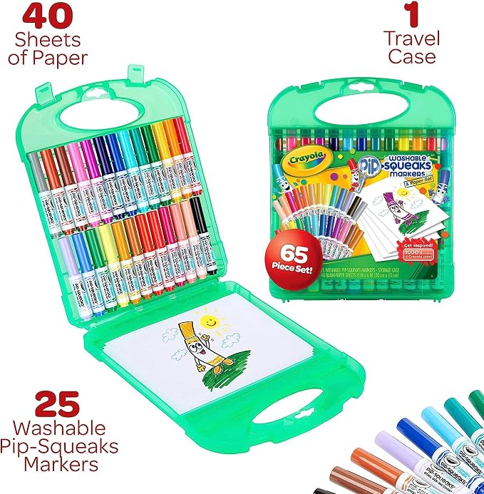 Crayola Pip-Squeaks Washable Markers 65ct, Coloring Art Supplies for Kids