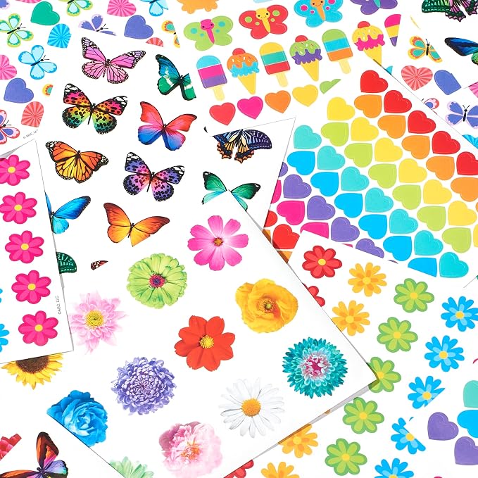 American Greetings 867 Stickers, 20 Sheets, All-Occasion Stickers, Butterfly & Flower Variety Pack