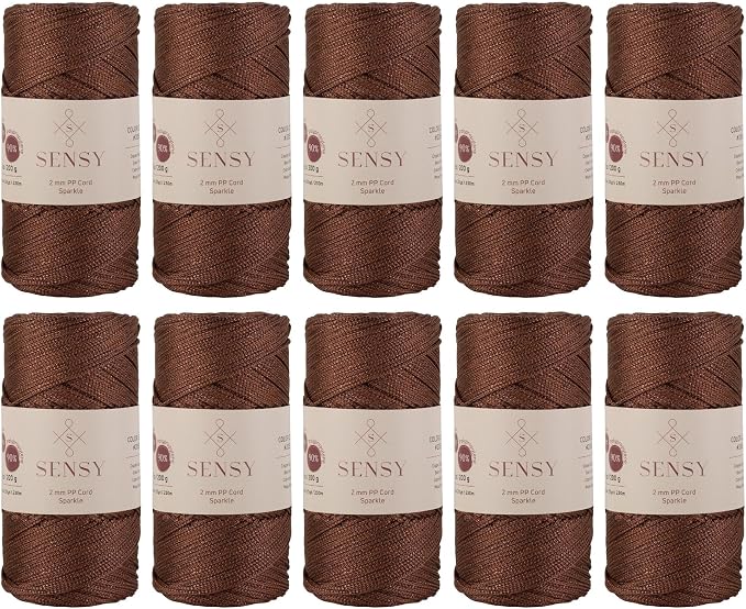 S Sensy 2mm -Premium Polypropylene Macrame Cord 10 Pack Copper Sparkle 252y