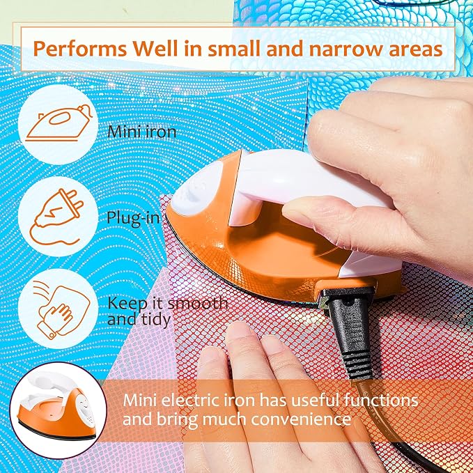 Honoson Mini Craft Iron with Charging Base Tiny,Orange