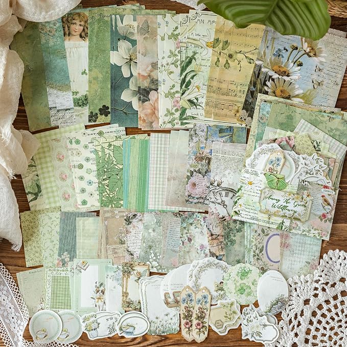 400 Sheets Floral Scrapbook Paper, 4 Packs Junk Journal Scrapbooking Supplies for Journaling, Scrapbooking Embellishments, Planner, Card Making, Collage