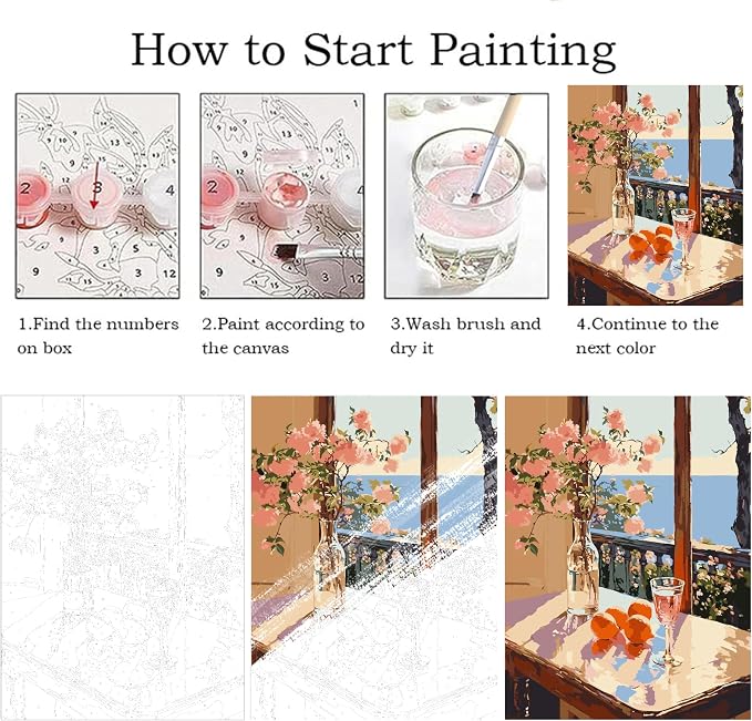 ZRIZQ Paint by Numbers Kit for Adults Beginner,Flowers Landscape,16x20